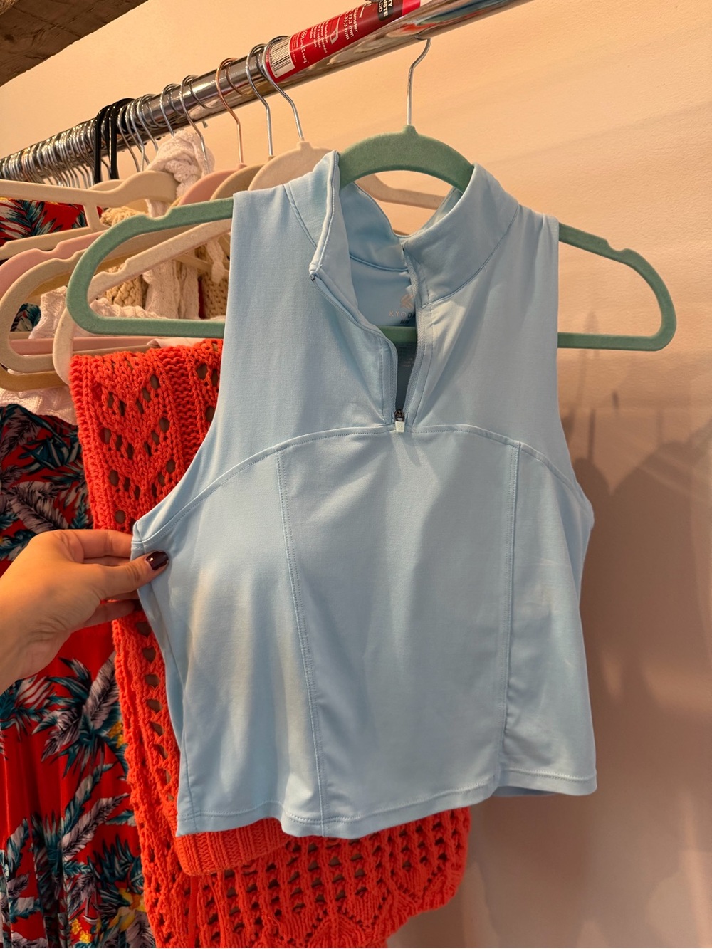 Kyodan Light Blue Sleeveless Zip-Front Tank